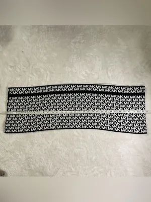 Michael Kors Black and White MK Logo Infinity Scarf thumbnail 4