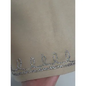 Vintage Silk Keyhole Stretch Knit Rhinestone Y2K Tank Top Beige Silver Boho Chic thumbnail 7