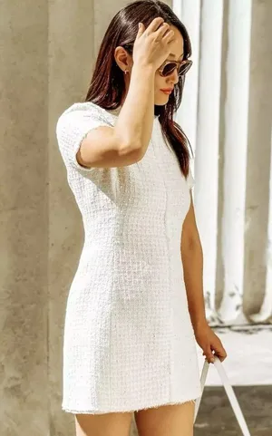 NWT❗️ZARA Elegant White Tweed Short Cutted Dress ZW Collection Mini Ivory Size M thumbnail 3