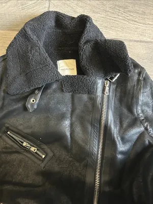Avec Les Filles Black Faux Shearling Moto Jacket thumbnail 3