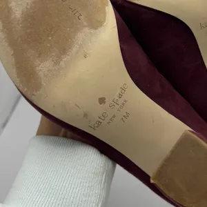 Kate Spade Burgundy Suede Grommet Heel Pump Size 7 block heels thumbnail 11