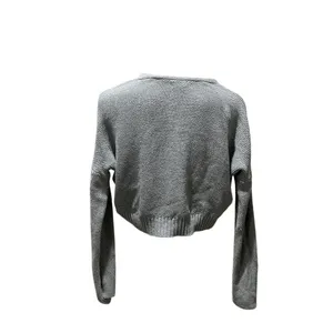LA Hearts Women's Gray Cropped Henley Sweater Size S Casual Fall thumbnail 2