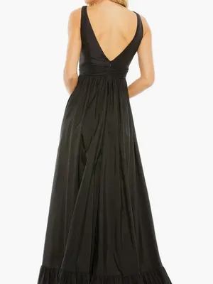 Mac Duggal Sleeveless Taffeta High-Low Ruffle Gown in Black Size: 12 thumbnail 3