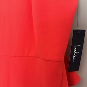 Lulus Great Things‎ Ruffled Bodycon Coral Red Dress Size XL thumbnail 4