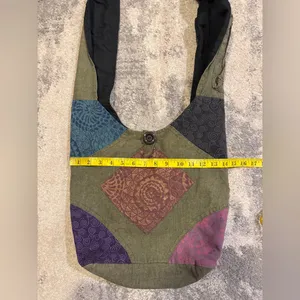 The Winding Road Black Cotton CrossBody Purse thumbnail 3