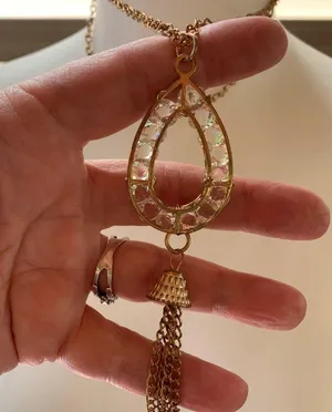 Vintage Estate Sale crystal like gold tone thumbnail 4