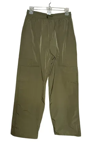 PINK Victoria's Secret Cargo Pants S Olive Green Satin Parachute Relaxed Hi Rise thumbnail 1