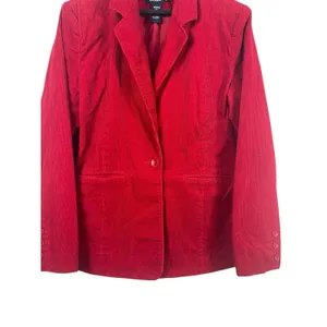 VTG Y2K Denim & Co Red Corduroy Button Front Blazer Jacket M thumbnail 4