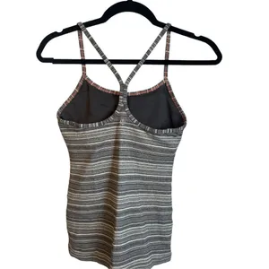 Lululemon y shaped power tank top activewear gray striped size 4 thumbnail 10