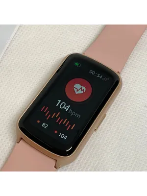 Fitness tracker smart watch rose gold tone case 26mm pink silicone band thumbnail 3
