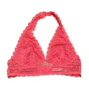 Victoria's Secret Women's Size Medium Lace Bralette Halter Cameilla Rose Pink thumbnail 3