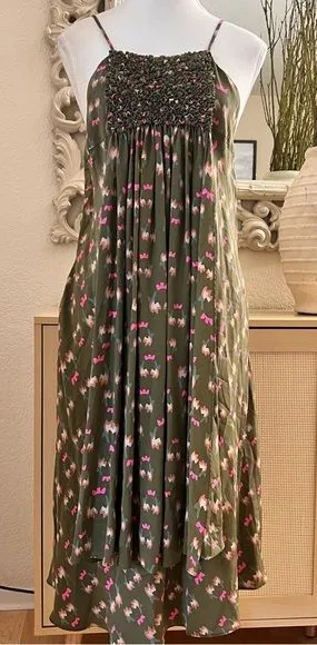 RACHEL COMEY Green Silk Midi Dress Size‎ Small thumbnail 1