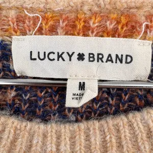 Lucky Brand Western Sweater Wool Blend Jewel Tone Boho Aztec Waist Length Medium thumbnail 6