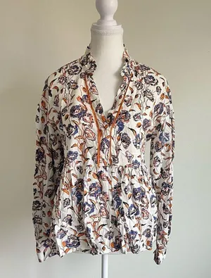 Anthropologie Porridge Keegan Ruffled Floral Babydoll Blouse Small Long Sleeve thumbnail 5