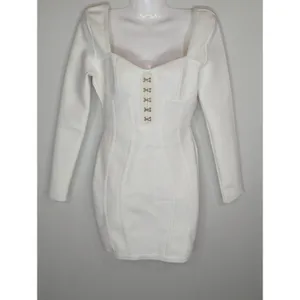 Band of Stars Bodycon Dress‎ White Sweetheart Neck Party Cocktail NWT thumbnail 2