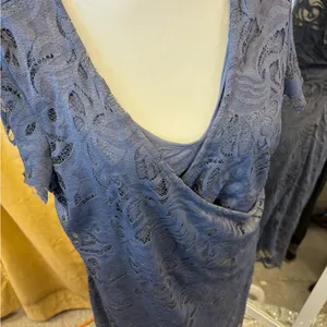 H&M‎ Lace Wrap Midi Dress in Slate BlueMAMA thumbnail 13
