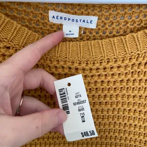 NEW Aeropostale women’s deep yellow‎ chunky thick knit Crewcut sweater medium thumbnail 3