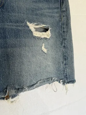 Levi's Distressed Denim Mini Skirt Button Fly Raw Hem 28 thumbnail 5