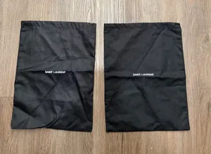 Saint Laurent Black Cotton Canvas Drawstring Dust Bags Set of 2 Logo Storage thumbnail 1