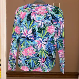 Lilly Pulitzer floral Blythe Pullover Luxletic blue pink size‎ XXS thumbnail 3