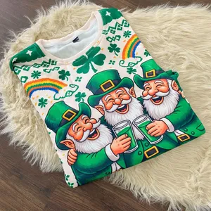 Source Unknown New green St. Patrick's Day leprechauns crewneck sweatshirt Sweater Size XXL thumbnail 1