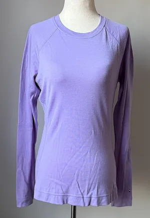 Smartwool Women's Lilac Long-Sleeve Crew Tee Merino Casual Athletic Top thumbnail 1