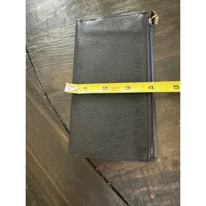 Fossil Black Pebbled Leather Trifold Clutch Wallet Envelope Snap Brass Hardware thumbnail 7