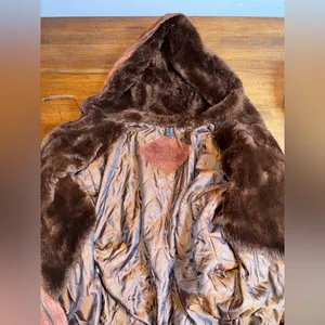 VTG The Legend Of Real Leather Suede‎ Faux Fur Lined Hooded Jacket Parka thumbnail 3