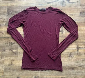 Brandy Melville Womens Burgundy Long Sleeve Shirt Soft Stretch One Size thumbnail 1