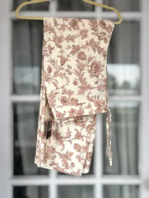 Sag Harbor Women's Size 14 Cream & Tan Floral Casual Straight Leg Pants Cottage thumbnail 11
