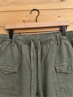 Aerie Medium Green High Rise Cotton Lyocell Jogger Relaxed Baggy Casual Fall thumbnail 3