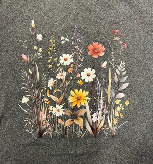 🌾 SHEIN Floral Graphic T-Shirt in Charcoal | Women’s Sz Sm thumbnail 4