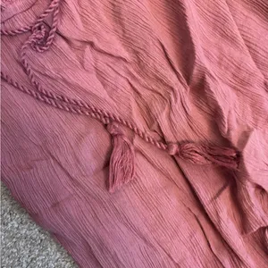 Aerie Pink Salmon Strapless Crinkle Smocked Pants Jumpsuit Romper thumbnail 8