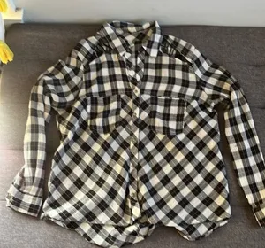 Free People Buffalo Plaid button down shirt. Size S thumbnail 1