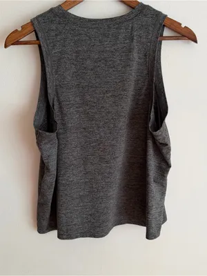 Quince Flowknit Breeze Muscle Tank Top Heather Charcoal Grey Large L thumbnail 3