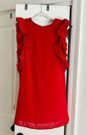 Red Lulus Ruffle Mini Dress Size Medium thumbnail 1
