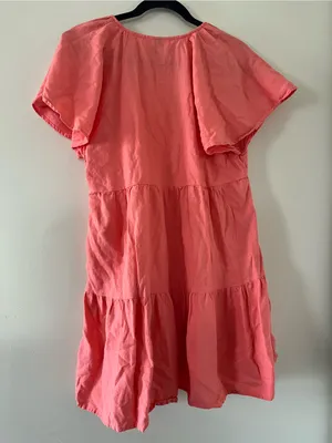 Universal Thread Coral Pink Linen Blend Tiered Mini Dress Medium Coastal Summer thumbnail 7