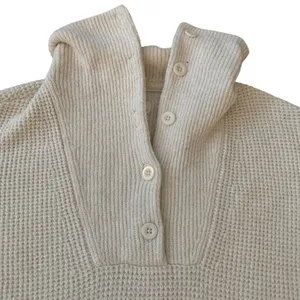 ​Aerie Cream Waffle Knit Henley Sweater‎ Oversized Button Front Soft Cottagecore thumbnail 2