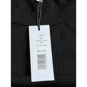 NWT Michael Stars‎ Wren ruched midi ultra rib Black high neck stretch size XL thumbnail 5