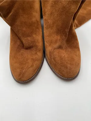 Anthropologie Miss Albright Fulton Knee High Boots Size 7.5 Brown Suede Pull On thumbnail 5