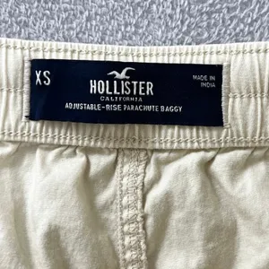 Hollister Parachute Baggy Pants Women XS Cream Adjustable Rise Cinch Hem 8479 thumbnail 5