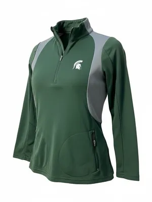 Antigua Michigan State Spartans Women S Quarter Zip Pullover Jacket Green thumbnail 1