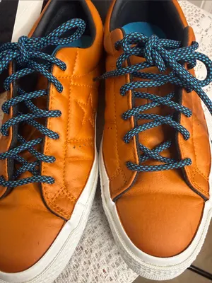 Converse leather low top burnt orange lace up shoes sz 8.5 thumbnail 3