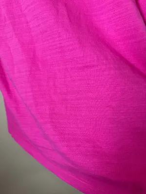 LOFT Hot Pink Cotton Detailed Short Sleeve Shoulder Detail Size Small thumbnail 6