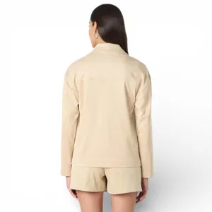 The Drop Haylan Suede Shacket Hummus‎ Button Front Pockets Size M Tan Size M thumbnail 4