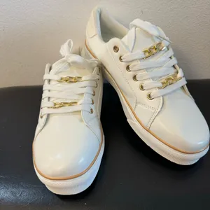New. White and Gold Women's Sneakers thumbnail 3