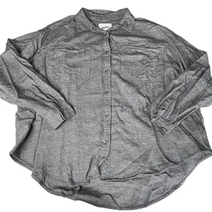 Aerie Women's XL Long Sleeve Button Down Shirt Gray Chambray Pockets thumbnail 1