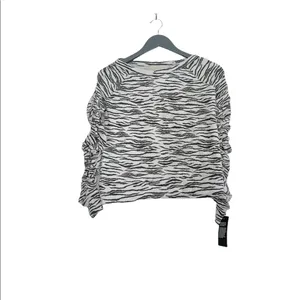 NWT Chaser BLISS KNIT SHIRRED RAGLAN PULLOVER XS Animal Prit Black White Y2k thumbnail 8