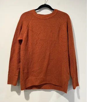 Old Navy So Soft Waffle Knit Sweater Small Burnt Orange Stretch Minimal Work thumbnail 1