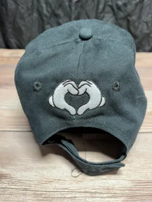 Disney Mickey Mouse Embroidered Love Heart Black Adjustable Hat thumbnail 3